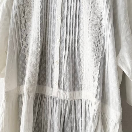 yuni Flower Jacquard×lace ワンピース・シロ