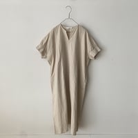 homspun コットンリネンマット パフスリーブワンピース　アイボリー Mサイズ