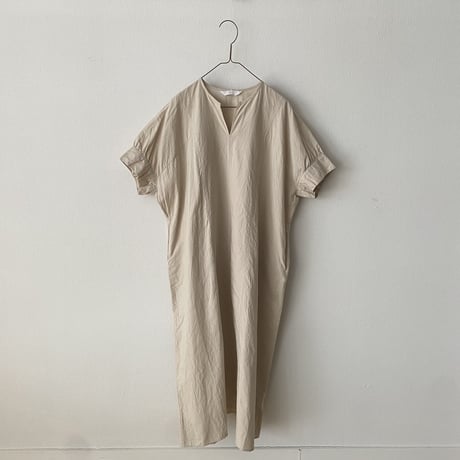 homspun コットンリネンマット パフスリーブワンピース　アイボリー Mサイズ