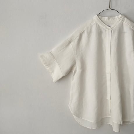 Hands of creation  Linen 桐七炊き 比翼仕立てスタンドカラーシャツ