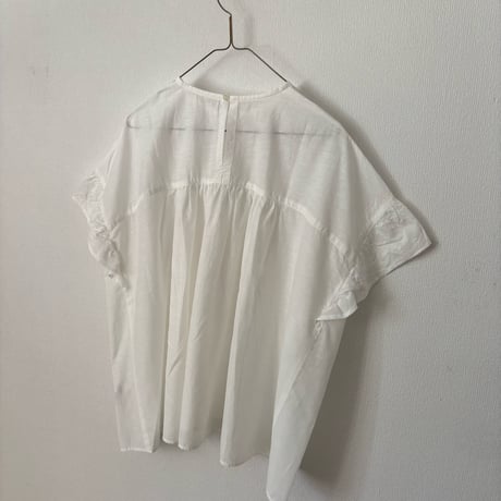 Hands of creation キュプラリサイクルコットン広巾刺繍 Aラインフレンチスリーブ ブラウス