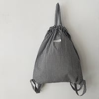 pot and tea 黒ギンガムチェック リュックサック medium
