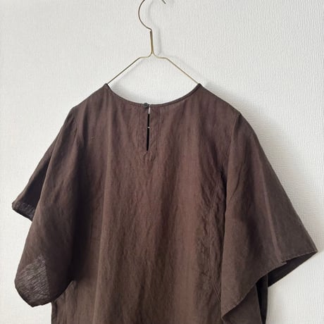 miho umezawa LINEN HEMP YARN DYE square sleeve dress
