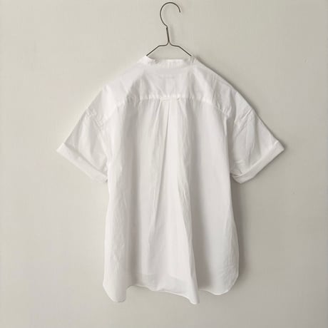 Hands of creation  強撚コットン 桐七炊き バンドカラー半袖シャツ