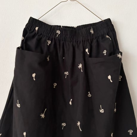 atelier naruse  cotton linen  cut in pocket skirt~nohara~・ブラック