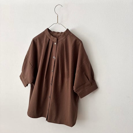 somewear clothing  サッカーストライプ2way五分袖ブラウス