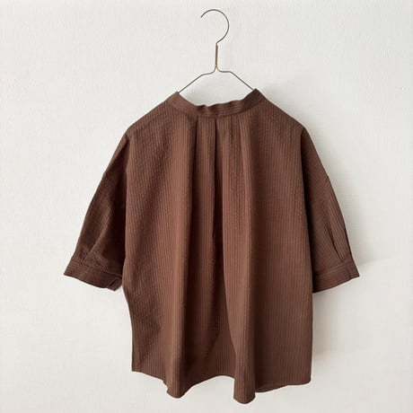 somewear clothing  サッカーストライプ2way五分袖ブラウス