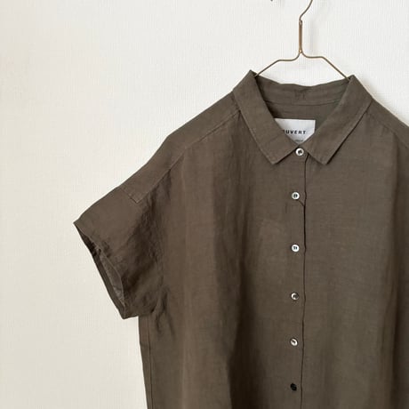 OUVERT Fanage Linen フレンチスリーブ　シャツブラウス