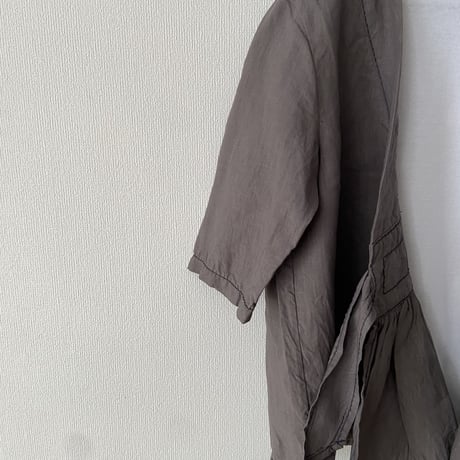 homspun  リネンバイオ フロントギャザー6分袖ブラウスジャケット
