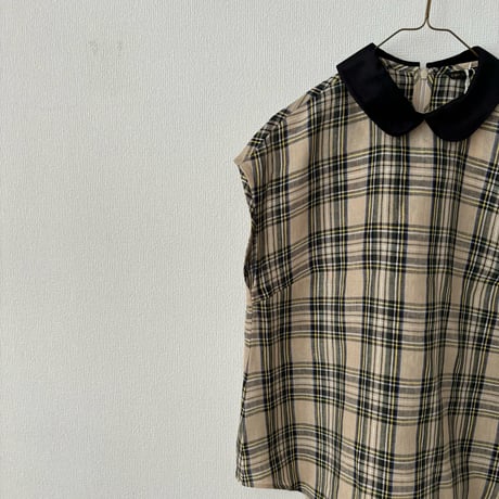 オールドマンズテーラー  ROUND COLLAR NO SLEEVE BLOUSE ・Flax Stewart