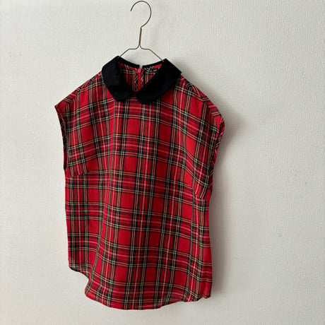 オールドマンズテーラー  ROUND COLLAR NO SLEEVE BLOUSE ・Royal Stewart