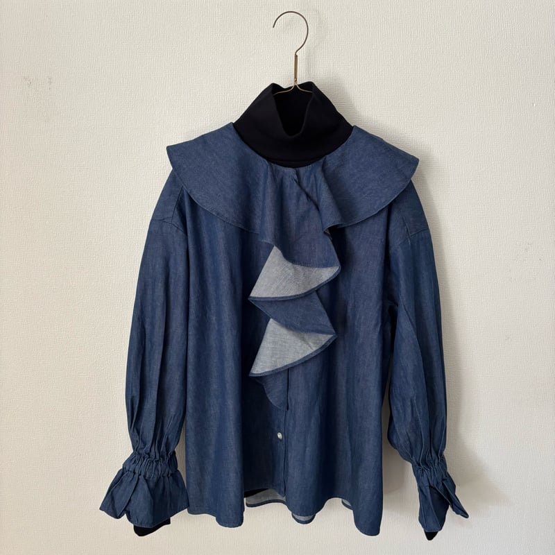nestRobeデニムフリルカラーブラウス GW SALE】SOMETHING フリルカラーデニムブラウス|SOMETHING|サムシング