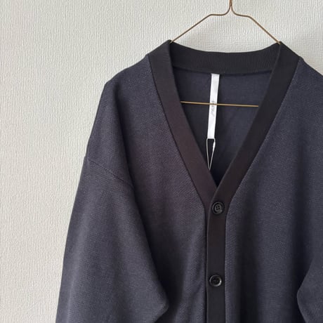 PARIS DE AOUNE   ジャガードクルーネックカーディガン・ネイビーヘリンボン