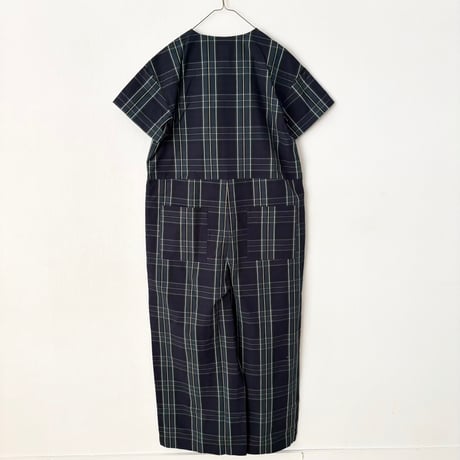 PARIS DE AOUNE  ウェザーチェック ハーフスリーブ ラップオールインワン
