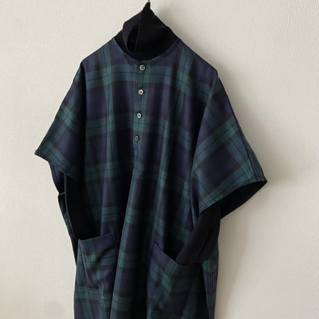 homspun  　ウールタータンワンピース　Mサイズ(着丈115cm)  ・ブラックウォッチ