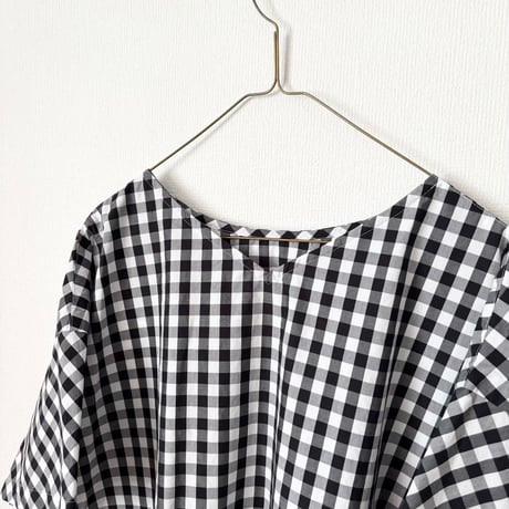 raha gingham check 2way square blouse