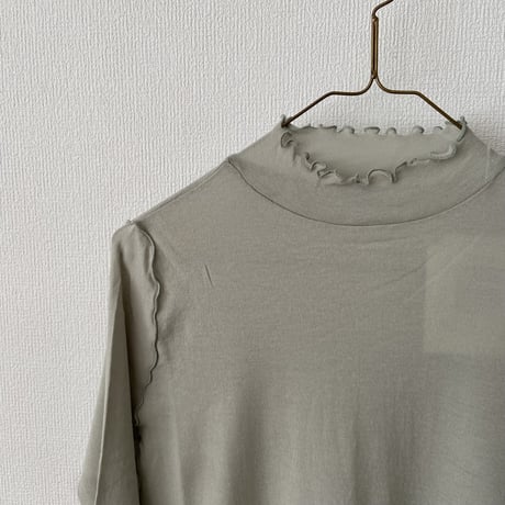 yuni 60/-強撚ストレッチフライス ハイネック 5分袖プルオーバー
