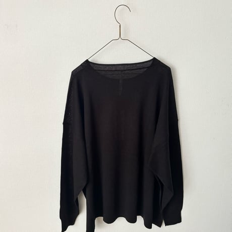 Hints On Moment Everything コットンリネンクルーネックプルオーバー   black