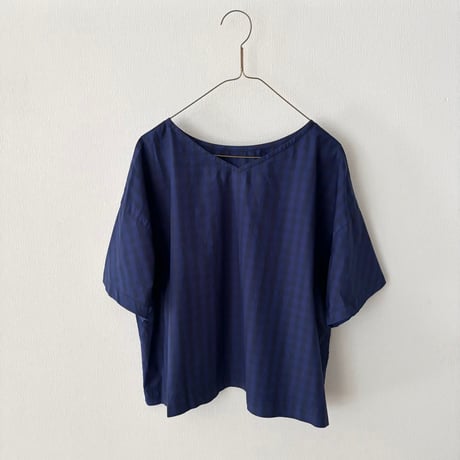 raha edodaki gingham check 2way square blouse