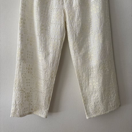 yuni eyelet embroidery easy pants・シロ