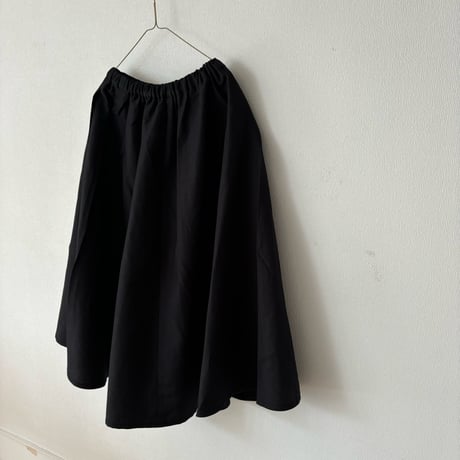 homspun ウールリネン ラップフレアスカート・ブラック
