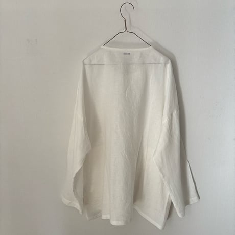 TISSU フレンチリネン ノーカラーシャツ