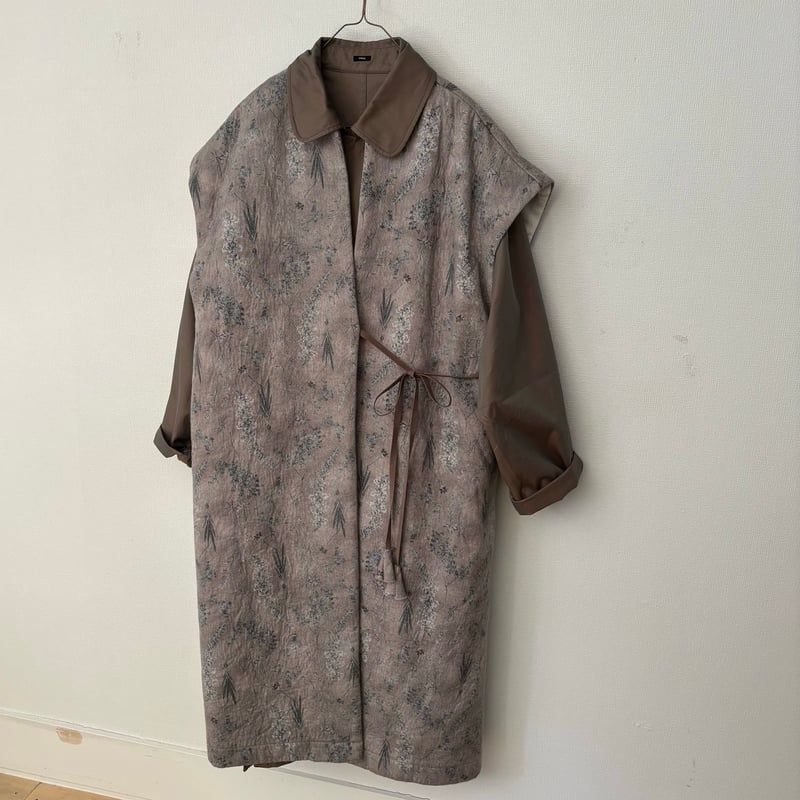 qiri old letter flowers long gilet | itonowa L