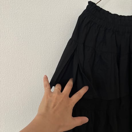 homspun ライトオンスシャンブレー ギャザースカート・ブラック Sサイズ