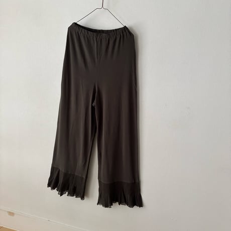OUVERT   80/2 GV天竺/コットンチュール タックフリルパンツ