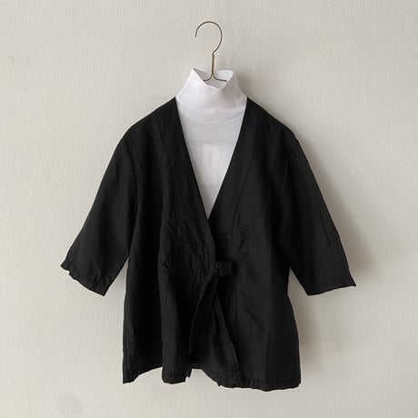 homspun  リネンバイオ フロントギャザー6分袖ブラウスジャケット