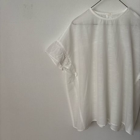 Hands of creation キュプラリサイクルコットン広巾刺繍 Aラインフレンチスリーブ ブラウス