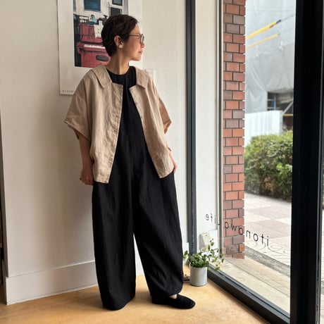 FOG LINEN WORK itonowa Life別注   フラットセーラーカラーブラウス・ベージュ