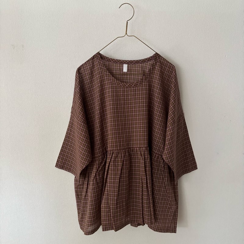 極美品　ホームスパン homspun カシュクール　羽織　チェック　半袖 美品 homspun シルク混 カシュクール ワンピース チェック