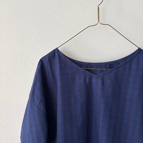 raha edodaki gingham check 2way square blouse