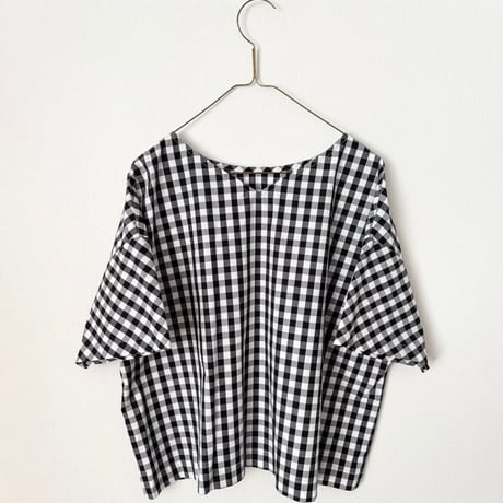 raha gingham check 2way square blouse