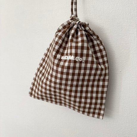 オールドマンズテーラー GINGHAM CHECK DRAWSTRING BAG(S)・Brown