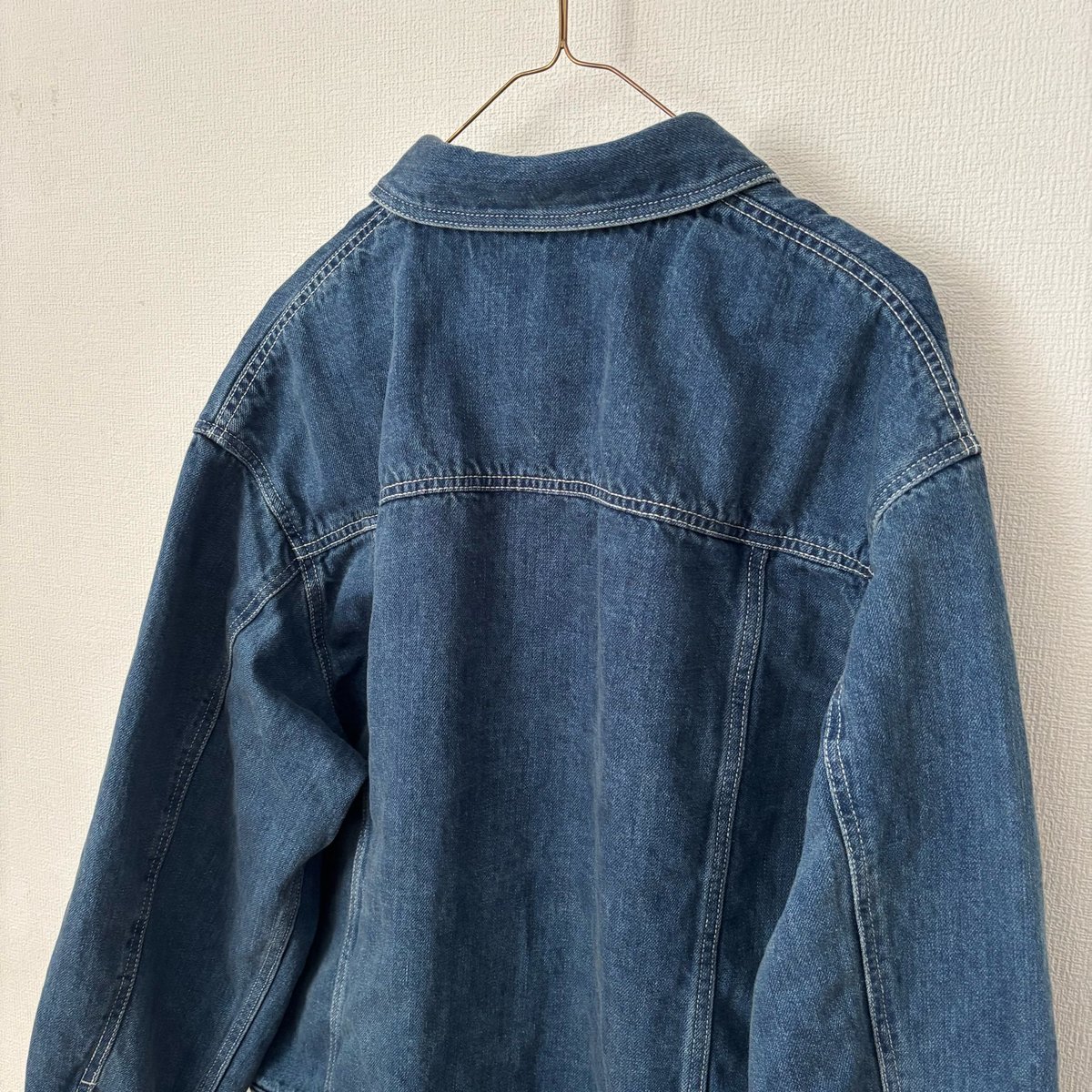 OUVERT コットンリネン セルビッチデニム ラウンドカラージャケット