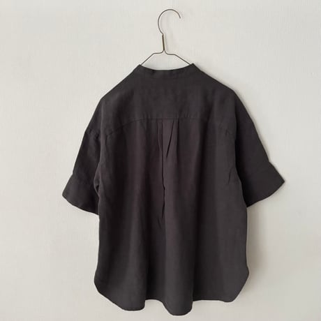 Hands of creation  Linen 桐七炊き 比翼仕立てスタンドカラーシャツ
