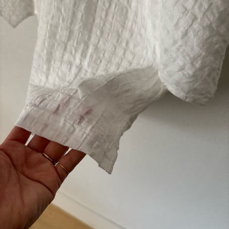 miho umezawa SHEER GINGHAM square sleeve blouse