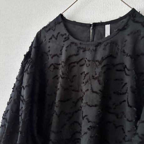 PARIS DE AOUNE   ジャガード ボリュームスリーブワンピース・クロカットジャガード