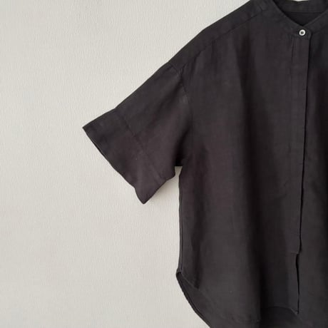 Hands of creation  Linen 桐七炊き 比翼仕立てスタンドカラーシャツ