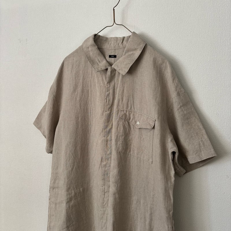 TISSU オリジナルフレンチリネン 半袖比翼オールインワン・キナリ