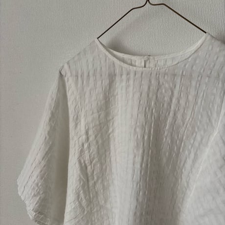 miho umezawa SHEER GINGHAM square sleeve blouse