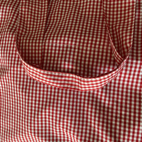 pot and tea 赤ギンガムチェック"large"ロゴエコBAG