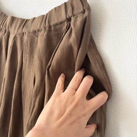 Hands of creation 60/-Linen 解撚ワッシャークロス ランダムタックイージースカート