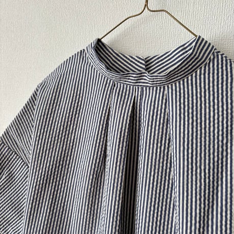 somewear clothing  サッカーストライプ2way五分袖ブラウス