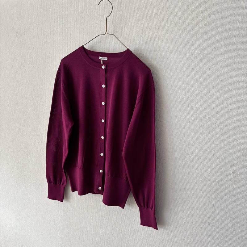 【homspun(ホームスパン)】 ソフトコンパクトヤーン長袖ニットカーディガン homspun ソフトコンパクトヤーン クルーネックカーディガン