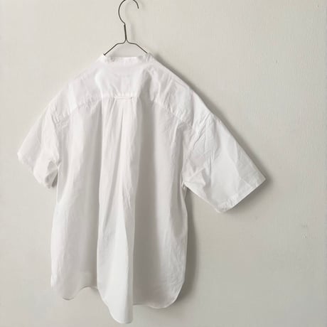 Hands of creation  強撚コットン 桐七炊き バンドカラー半袖シャツ