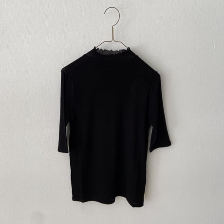 yuni 60/-強撚ストレッチフライス ハイネック 5分袖プルオーバー