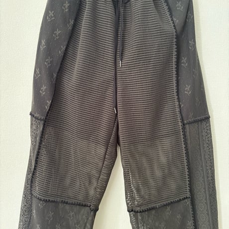 qiri  patchwork lace gather pantsチャコール